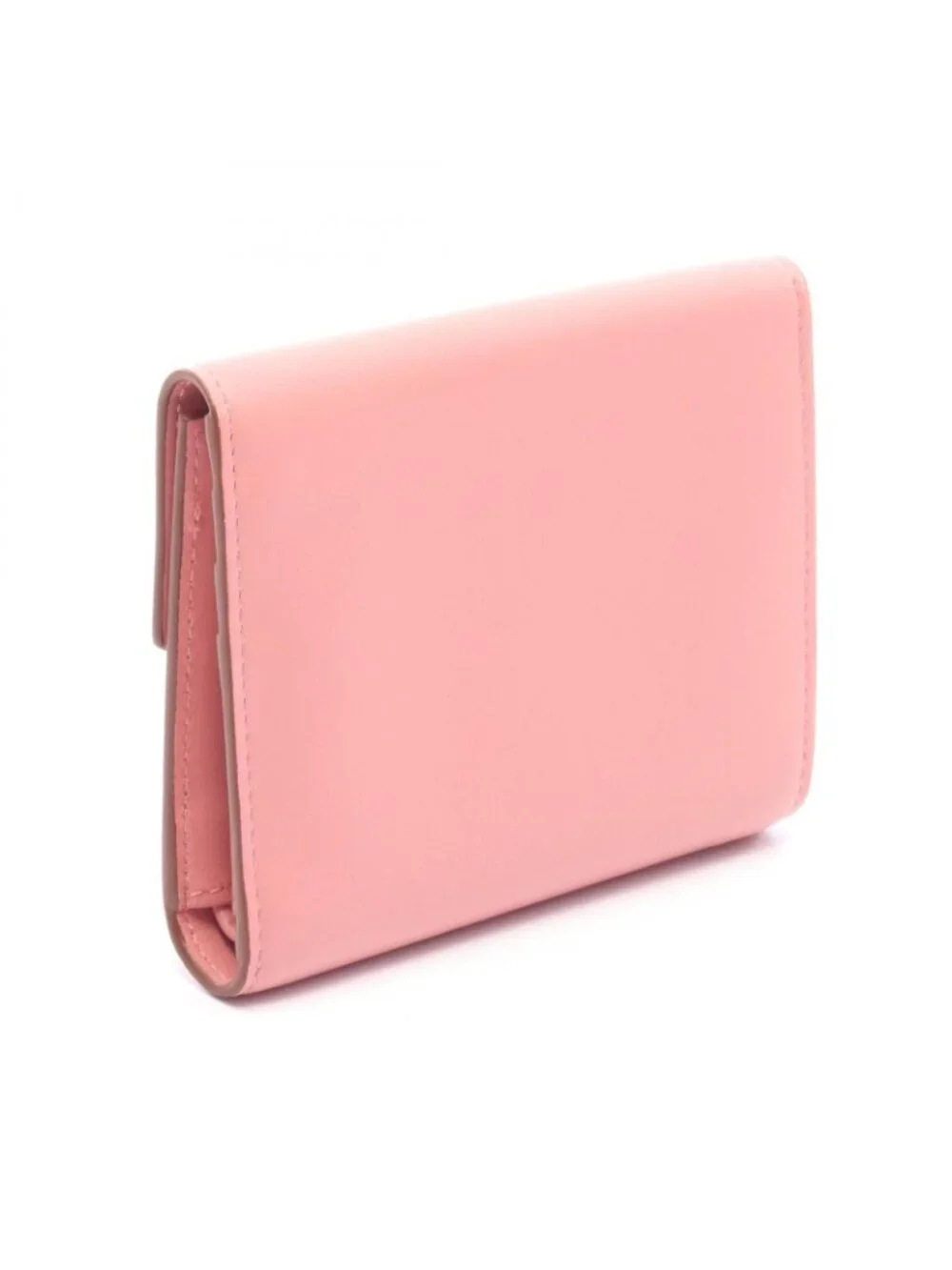 Miu Miu Trifold Wallet Softy Logo Pink Brown Leather
